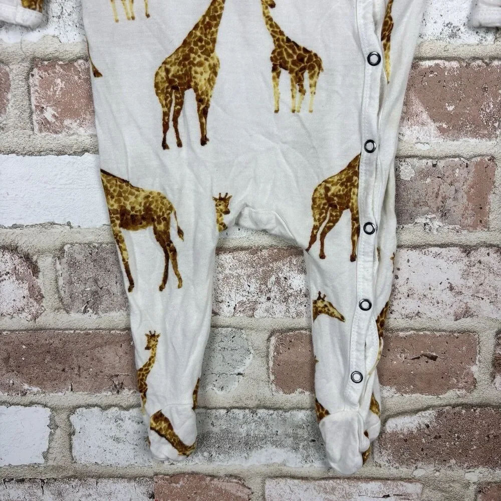 Milkbarn Bamboo Snap Footed Pajamas Romper - Orange Giraffe 6-9 Months